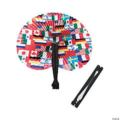 Flags Around the World Folding Hand Fans - 12 Pc.