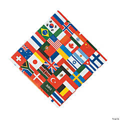 Flags of All Nations Luncheon Napkins - 16 Pc.