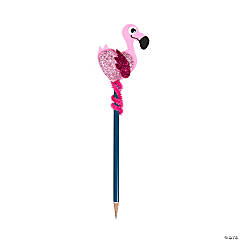Flamingo Pencil Topper Craft Kit Valentine Exchanges with Card for 24 - Makes 24