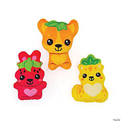 Flat Kawaii Stuffed Cute Fruit Animals - 12 Pc.