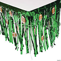 Football Foil Fringe Table Skirt with Cutouts