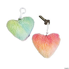 Fuzzy Heart Keychains - 12 Pc.