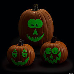 Glow-in-the-Dark Adhesive Foam Halloween Pumpkin Decorating Craft Kit - Makes 24