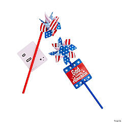 God Bless America Pinwheels with Card - 12 Pc.