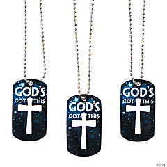 God’s Got This Dog Tag Necklaces with Cross Cutout - 12 Pc.