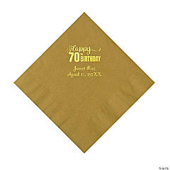 Gold 70th Birthday Personalized Napkins with Gold Foil – 50 Pc. Luncheon