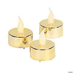 Gold Battery-Operated Tea Light Candles - 12 Pc.