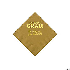 Gold Congrats Grad Personalized Napkins with Gold Foil - Beverage