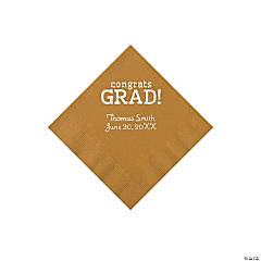 Gold Congrats Grad Personalized Napkins with Silver Foil - Beverage