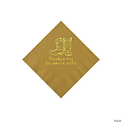 Gold Cowboy Boots Personalized Napkins with Gold Foil - Beverage