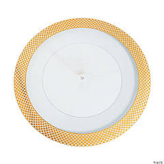 Gold Diamond Rim Clear Chargers - 12 Ct.