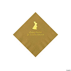 Gold Easter Bunny Personalized Napkins with Gold Foil - Beverage