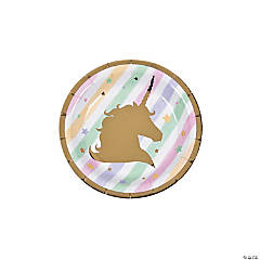 Gold Foil Sparkle Unicorn Party Paper Dessert Plates - 8 Ct.