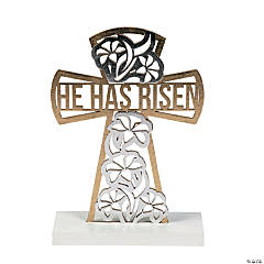 Gold-Foiled Cross Tabletop Decoration