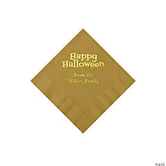 Gold Happy Halloween Personalized Napkins with Gold Foil - Beverage