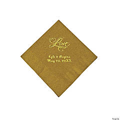 Gold “Love” Personalized Napkins with Gold Foil - Beverage