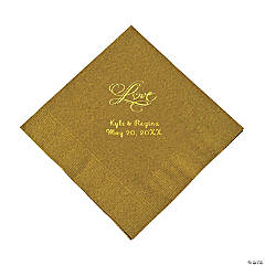 Gold “Love” Personalized Napkins with Gold Foil - Luncheon