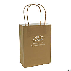 Gold Medium I Do Crew Personalized Kraft Paper Gift Bags with Silver Foil