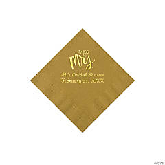 Gold Miss to Mrs. Personalized Napkins with Gold Foil - Beverage