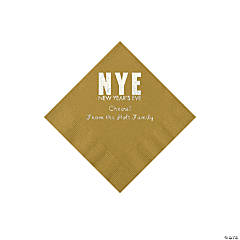 Gold New Year’s Eve Personalized Napkins with Silver Foil - Beverage