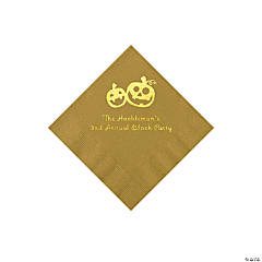 Gold Pumpkin Personalized Napkins with Gold Foil - Beverage