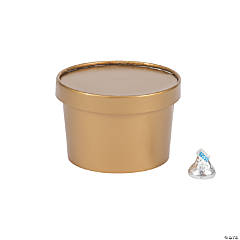 Gold Round Favor Boxes with Lid - 12 Pc.