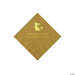 Gold Witch Personalized Napkins with Gold Foil - Beverage