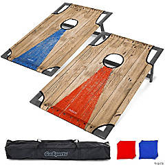 Gosports portable pvc framed cornhole toss game set with 8 bean bags and travel carrying case - rustic
