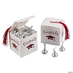 Graduation Favor Boxes with Burgundy Tassel & Silver Hershey’s<sup>®</sup> Kisses<sup>®</sup> Kit for 25