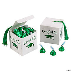 Graduation Favor Boxes with Green Tassel & Green Hershey’s<sup>®</sup> Kisses<sup>®</sup> Kit for 25