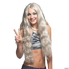 Gray Wavy Long Hippie Wig