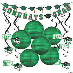 Green Congrats Grad Hanging Decorations Kit - 20 Pc.