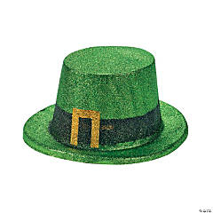 Green Glitter Leprechaun Top Hats - 12 Pc.