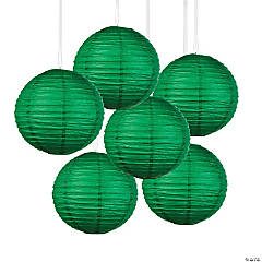 Green Hanging Paper Lanterns - 6 Pc.