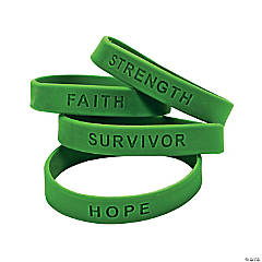 Green Ribbon Awareness Sayings Rubber Bracelets - 24 Pc.