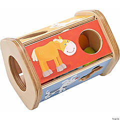 HABA Snack Stack Sorting Box - Five Sided Wooden Shape Sorter Matches Animals to Their Favorite Foods