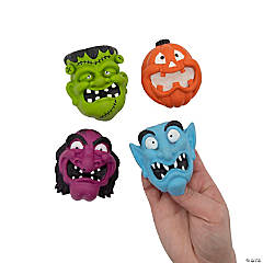 Halloween Flexible Face Finger Puppets - 12 Pc.