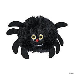 Halloween Fuzzy Black Stuffed Spiders - 12 Pc.