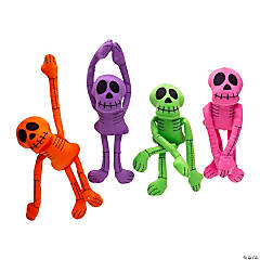 Halloween Long Arm Bright Stuffed Skeletons - 12 Pc.