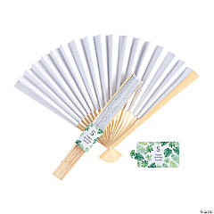 Hand Fans with Personalized Palm Leaf Wraps - 24 Pc.