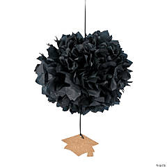 Hanging Tissue Paper Pom-Pom Decorations with Mortarboard Hats - 3 Pc.