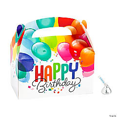 Happy Birthday Balloon Party Favor Boxes - 12 Pc.