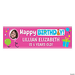 Blue & Candles Birthday Photo Custom Banner - Small | Oriental Trading