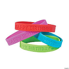 Happy Birthday Rubber Bracelets - 24 Pc.