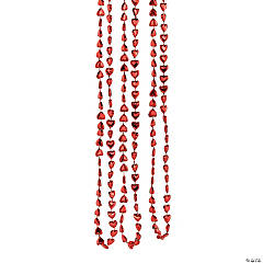 Heart-Shaped Mardi Gras Beaded Necklaces - 48 Pc.