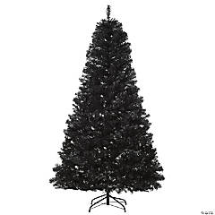 HOMCOM 7ft Artificial Christmas Tree Unlit Douglas Fir Realistic Branches and 1346 Tips Black Halloween Style