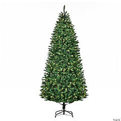 HOMCOM 7ft Tall Pre lit Pine Artificial Christmas Tree Realistic Branches 450 Warm White LED Lights and 1146 Tips