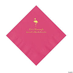 Hot Pink Flamingo Personalized Napkins with Gold Foil - 50 Pc. Luncheon