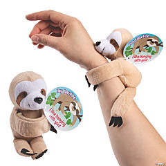 Hugging Stuffed Sloth Bracelet Valentine Exchanges with Card for 12