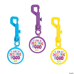 I Am a Child of God Backpack Clip Keychains - 12 Pc.